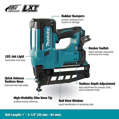 Makita DBN600Z Akku Stauchkopfnagler 64 mm 18 V (ohne Akku, ohne Ladegerät) : Baumarkt