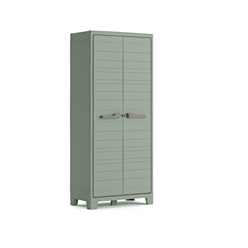 Keter Planet Outdoor Kunststoffschrank, hoch, jadegrün, 80 x 44 x 182 cm, inkl. 4 höhenverstellbaren Böden mit je 30kg Tragkraft, für drinnen und draußen geeignet, UV  und wasserbeständig : Gewerbe, Industrie &amp; Wissenschaft