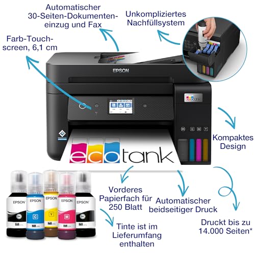 Epson EcoTank ET 4850 A4 Multifunktions Wi Fi Tintentankdrucker, mit einem im Lieferumfang enthaltenen Vorrat an Tinten bis zu 3 Jahren: Computer &amp; Zubehör