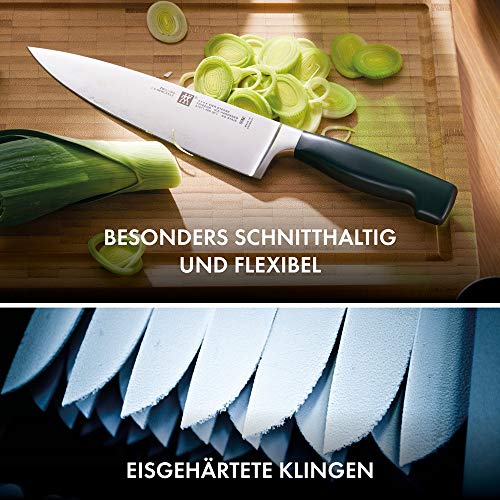 ZWILLING Vier Sterne Selbstschärfender Messerblock, 7 teilig, Messer und Schere aus rostfreiem Spezialstahl/Kunststoff Griff, Schwarz [Made in Germany] : Küche, Haushalt &amp; Wohnen