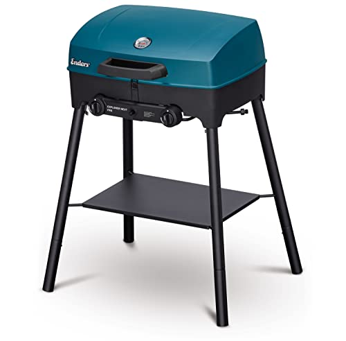 Enders® Camping Gasgrill EXPLORER NEXT PRO, Aluguss Deckel, Grill Thermometer, Grillen , Kochen , Backen Funktion, 2 Brenner Edelstahl, kleiner Balkon Picknick Grill, Aluguss Grillwanne #2102 : Garten