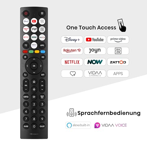 Hisense 43E7NQ 108 cm (43 Zoll) Fernseher, 4K UHD, QLED, HDR10, HDR10  decoding, HLG, Dolby Vision Atmos, 60Hz Panel, Smooth Motion, Bluetooth, Alexa Built in, VIDAA Voice, Schwarz [2024] : Elektronik &amp; Foto