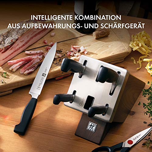 ZWILLING Vier Sterne Selbstschärfender Messerblock, 7 teilig, Messer und Schere aus rostfreiem Spezialstahl/Kunststoff Griff, Schwarz [Made in Germany] : Küche, Haushalt &amp; Wohnen