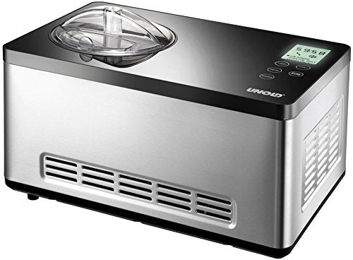 UNOLD 48845 Eismaschine Gusto   mit selbstkühlendem Kompressor, 180 W, 2 L Volumen, elegantes Edelstahlgehäuse, LCD Display, Digitaler Timer