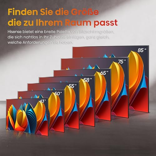 Hisense 43E7NQ 108 cm (43 Zoll) Fernseher, 4K UHD, QLED, HDR10, HDR10  decoding, HLG, Dolby Vision Atmos, 60Hz Panel, Smooth Motion, Bluetooth, Alexa Built in, VIDAA Voice, Schwarz [2024] : Elektronik &amp; Foto