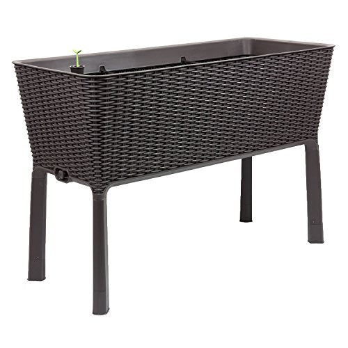 Keter Easy Grow modernes Hochbeet, braun, inkl. Bewässerungssystem, Rattanoptik, passend für Balkon, Terrasse oder Garten : Garten