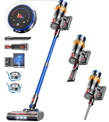 MIBODE Akku Staubsauger, 45000Pa/550W/70Mins Staubsauger Kabellos mit Smart Display, Staubsauger mit Automatikmodus &amp; Anti Verhedderung Bürste für Teppich, Hartboden und Tierhaare