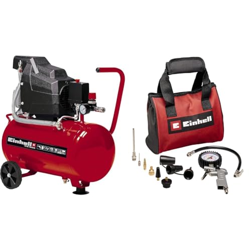 Einhell Kompressor TC AC 190/24/8 (1500 W., max. 8 bar, 24 l Tank, 165 l/min Ansaugleistung, Drehzahl 2850 min^ 1, Druckminderer, Manometer, Ölschmierung, inkl. 10 tlg. Druckluftset) : Baumarkt