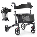 HEAO Rollator faltbar und leicht mit sitz, Aluminium rollatoren für senioren,Reiserollator 6 fach höhenverstellbar, Gehwagen mit abnehmbare Einkaufstasche &amp; rutschfesten Rädern,Grau : Drogerie &amp; Körperpflege