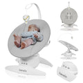 LIONELO Iris Elektrisch Babywippe 360o drehbar für Babys bis zu 9 kg Verstellbare Rückenlehne, 5 Wiegegeschwindigkeiten Rutschfester Sicherheitsgurt, 12 Melodien Bügel mit Spielzeug Fernbedienung : Baby
