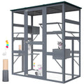 PETVILLE Catio Outdoor Katzengehege Großer begehbarer Katzenkäfig für mehrere Katzen mit wasserdichtem Dach, 5 Plattformen, 2 Ruheboxen, Katzenkratzbaum, 180 cm L x 87 cm B x 160 cm H : Haustier