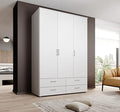 möbelando Kleiderschrank Spazio in Weiß mit 4 Schubladen und 3 Türen. Abmessungen (BxHxT) 137,8x198,6x48 cm : Küche, Haushalt &amp; Wohnen