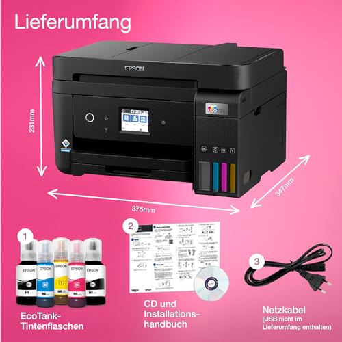 Epson EcoTank ET 4850 A4 Multifunktions Wi Fi Tintentankdrucker, mit einem im Lieferumfang enthaltenen Vorrat an Tinten bis zu 3 Jahren: Computer &amp; Zubehör
