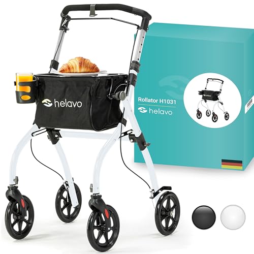 Helavo schmaler Wohnungsrollator   53 cm breiter Rollator für Wohnung   Indoor Rollator mit Tablett und Transportkorb : Haustier