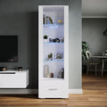 SONNI Glasvitrine mit Led Beleuchtung schwarz/weiß, Hochglanzfront,mit 4 Einlegeböden und 1 Schublade.Standvitrine, Wohnzimmer Vitrine, Vitrinenschrank, W550xD350xH1720mm : Küche, Haushalt &amp; Wohnen