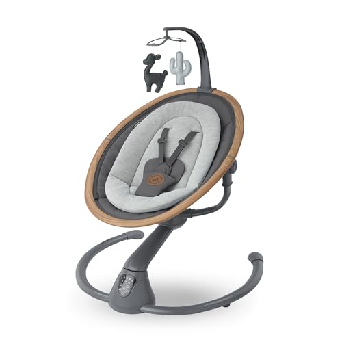 Maxi Cosi Cassia Babywippe Elektrisch, 0–6 Monate, max. 9 kg, Babyschaukel Elektrisch, 12 Melodien, 360° Sitzdrehung, automatische Bewegungserkennung, 5 Geschwindigkeiten, Essential Graphite : Baby