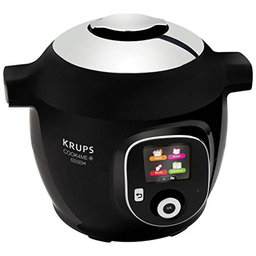 Krups CZ7158 Cook4Me  Connect Multikocher | 1600 Watt | elektrischer Schnellkochtopf | inkl. kostenlose App | Bluetooth Steuerung | 4 Liter Fassungsvermögen | Schwarz/Chrom