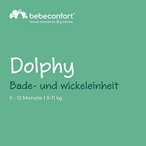 Bebeconfort Dolphy, 2 in 1 Baby Badewanne &amp; Wickelkommode, 0 –12 Monate (max. 11 kg), Einfach Bewegbar Dank 4 Rollen, Aufbewahrungsfächer, Gepolsterte Wickelauflage, Einfache Wannenleerung, Grey Mist : Baby