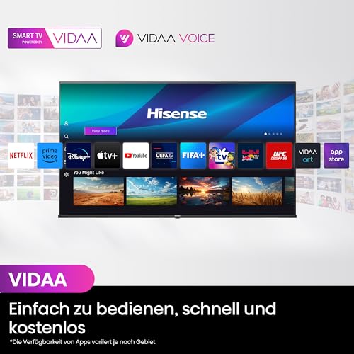 Hisense 43E7NQ 108 cm (43 Zoll) Fernseher, 4K UHD, QLED, HDR10, HDR10  decoding, HLG, Dolby Vision Atmos, 60Hz Panel, Smooth Motion, Bluetooth, Alexa Built in, VIDAA Voice, Schwarz [2024] : Elektronik &amp; Foto