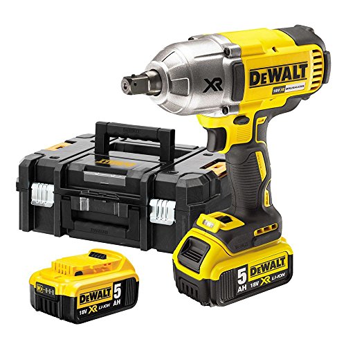 DEWALT 18 V, 5,0 Ah Akku Schlagschrauber (Drehmoment max. 950 Nm, 1/2 Zoll Außenvierkant Aufnahem, integrierte LED Leuchte, inkl. 2x Akkus, System Schnellladegerät und TSTAK Box II) DCF899P2 : Baumarkt