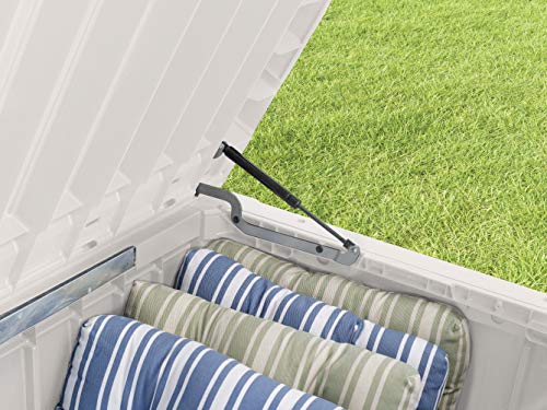 Koll Living Auflagenbox/Kissenbox 570 Liter l 100% Wasserdicht l mit Belüftung dadurch kein übler Geruch/Schimmel l Moderne Holzoptik l Deckel belastbar bis 250 KG (2 Personen) (Weiß): Garten