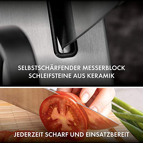 ZWILLING Vier Sterne Selbstschärfender Messerblock, 7 teilig, Messer und Schere aus rostfreiem Spezialstahl/Kunststoff Griff, Schwarz [Made in Germany] : Küche, Haushalt &amp; Wohnen
