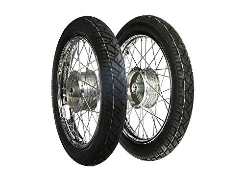 MZA Set: 2 Kompletträder 1,5x16"" Stahlfelge verchromt   Chromspeichen   Reifen Vee Rubber 094 : Auto &amp; Motorrad