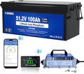 DCHOUSE 48V 100Ah Lifepo4 Golfwagen Lithium Batterie, mit 48V 18A Lithium Batterie Ladegerät, integriertes Smart 200A BMS, LCD Monitor &amp; Mobile APP, Spitzenstrom 600A : Auto &amp; Motorrad
