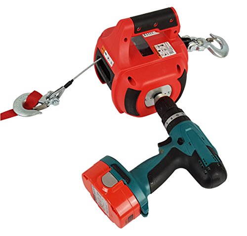 Berger &amp; Schröter Seilwinde 31717 225kg Zugkraft Antrieb über Akkuschrauber, Bohrwinde mit 12 m langem Stahldrahtseil &amp; Fixierhaken : Gewerbe, Industrie &amp; Wissenschaft
