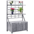 YITHOPI Gartentruhe Gerätebox Tischtruhe für Indoor und Outdoor Aufbewahrungsbox mit Spalier Grau 99x55x160cm Massivholz Akazie,Für Terrassenmöbelauflagen, Poolspielzeug und Gartengeräte: Garten
